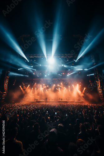 crowd at stadium on concert tour crowded performance with stage lights