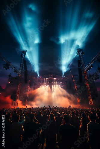 crowd at stadium on concert tour crowded performance with stage lights