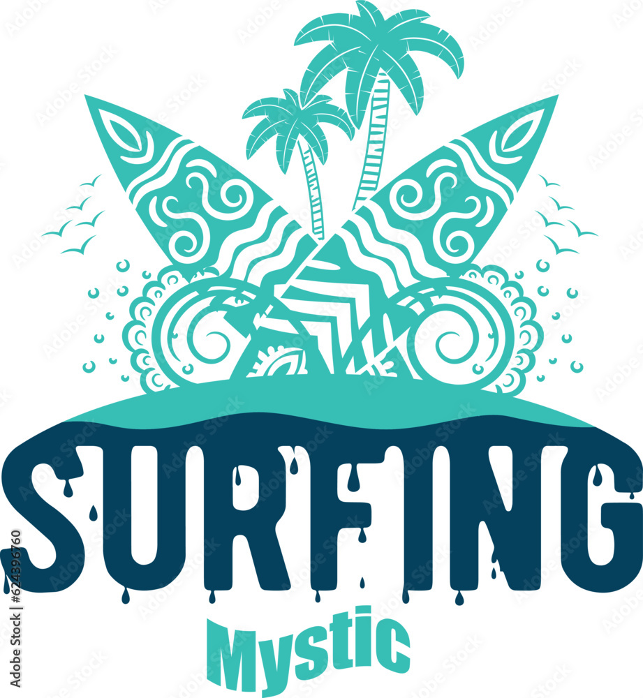 Naklejka premium Mystic US cities t-shirt designs. Vector illustration. T-Shirt Design United States Of America