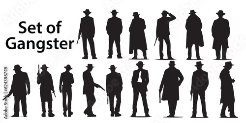 Gangster silhouette vector set. 