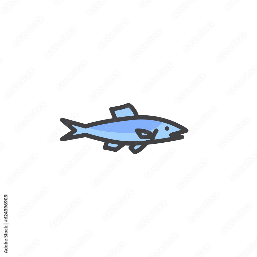 Anchovies fish filled outline icon