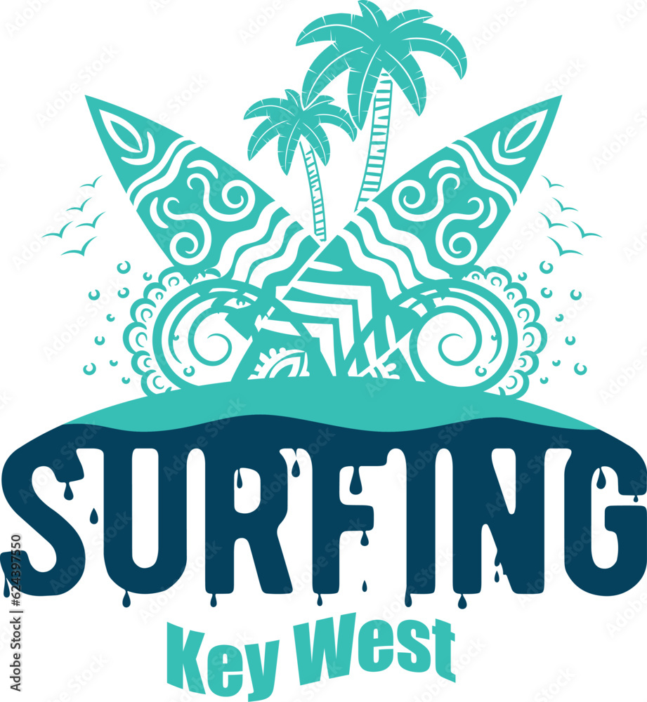 Key West US cities t-shirt designs. Vector illustration. T-Shirt Design United States Of America