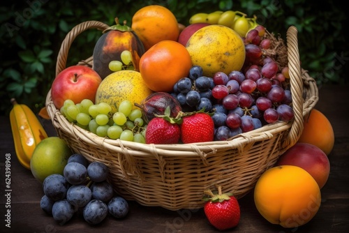 a basket overflowing with ripe and juicy fruits  created with generative ai