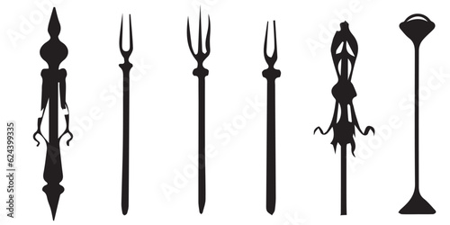 Set of silhouette cutlery vector illustration. Ancient Black vector illustration design.