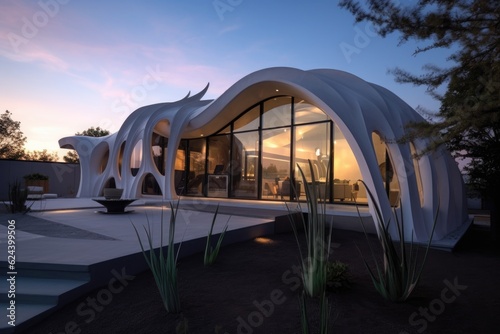 innovative 3d printed house with futuristic design, created with generative ai