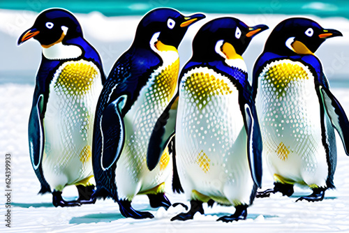 penguins on ice. Generative AI