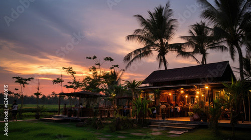 Rustic wooden building in a cozy restaurant setting, local of Thailand