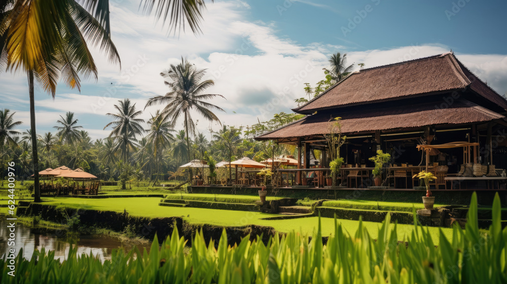 Rustic wooden building in a cozy restaurant setting, local of Thailand Rustic wooden building in a cozy restaurant setting, local of Thailand