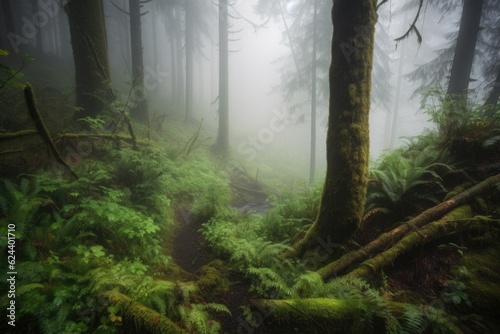 tranquil forest with misty morning fog  perfect for meditation  created with generative ai