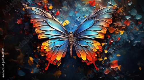 Abstract Colorful butterfly flying AI generated image