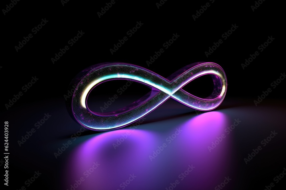 Glowing infinity symbol on a black background. Glowing infinity symbol on a black background.