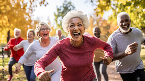A joyful photo of people of all ages engaged in physical activities, promoting the importance of regular exercise for heart health Generative AI