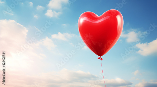 An uplifting photo of a heart-shaped balloon floating in the sky, symbolizing hope and awareness for heart health Generative AI