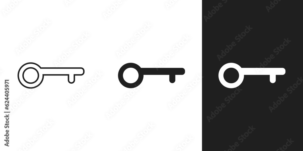 Old key icon in 3 form background. Old key icon in 3 form background.
