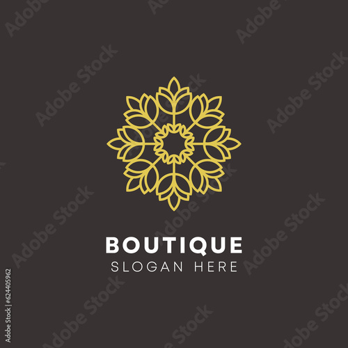 vector floral elegant gold unique ornament logo illustration