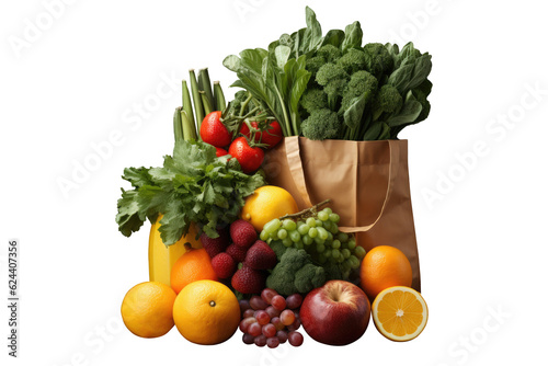 Pile of vegetable and fruit for healthy food concept isolated on transparent background.Generative Ai