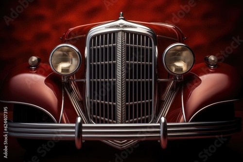 polished classic car grille with emblem, created with generative ai © Natalia