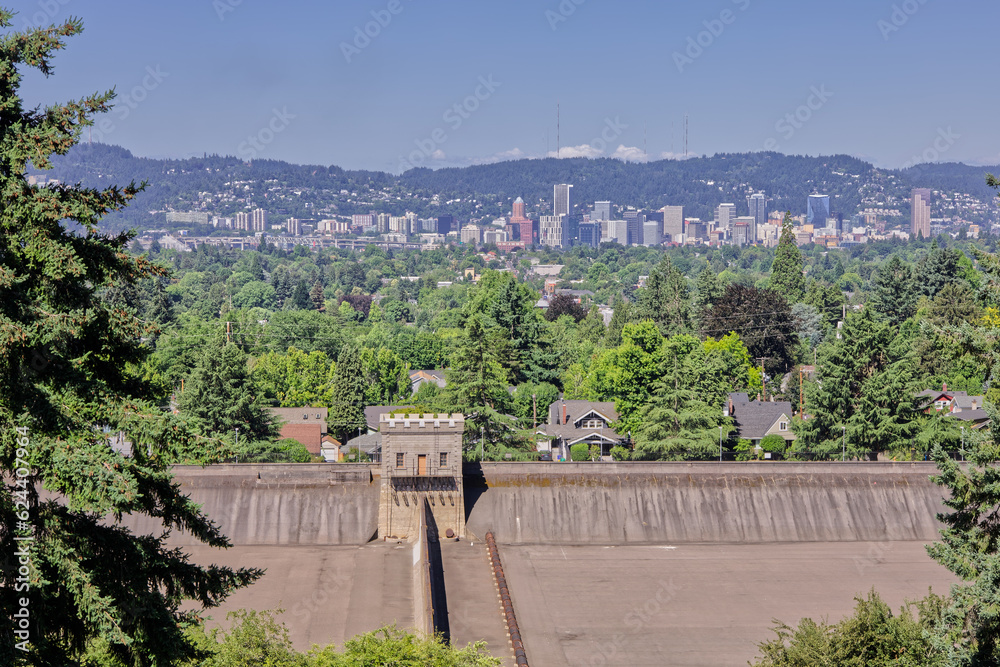 Portland Skyline from Mount Tabor City Park in the Morning