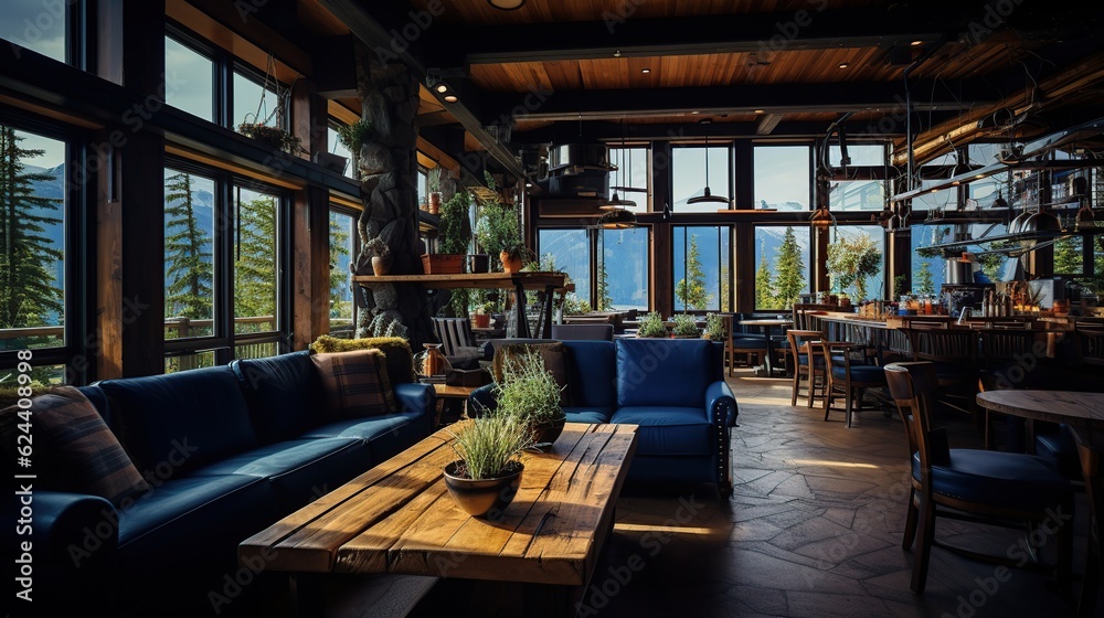 Interior of cozy restaurant with Contemporary design
