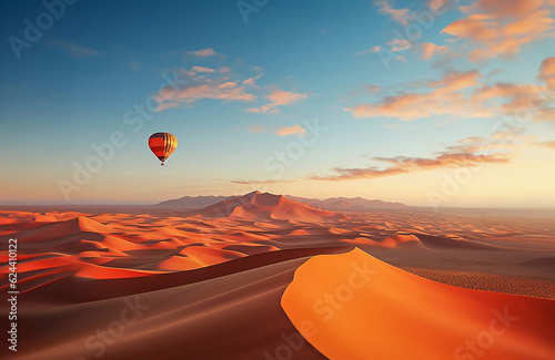 A hot air balloon flying over the Nambid Naukluft National Park in Namibia