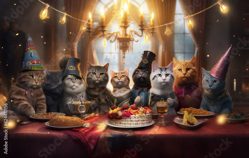 cat party in the night club created with Generative AI technology