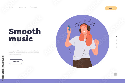 Smooth music landing page for online streaming service and relaxing sound psychological therapy