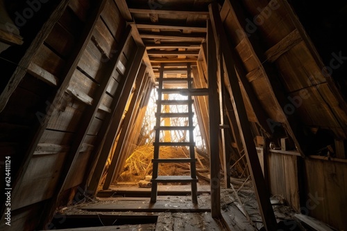 ladder view from below, showing attics hidden secrets, created with generative ai