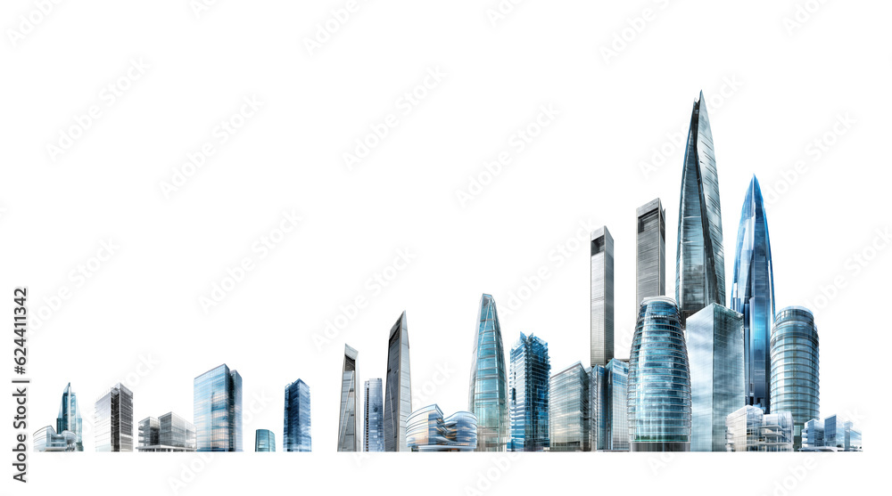 Modern City, financial Downtown, business centre with skyscrapers and office buildings. Illustration made with AI Generative