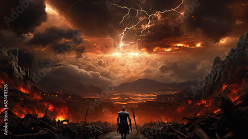 Illustration about Ares, the god of war - AI generated image.