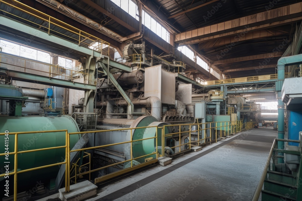high-tech pulp and paper mill, with advanced equipment and technology, created with generative ai