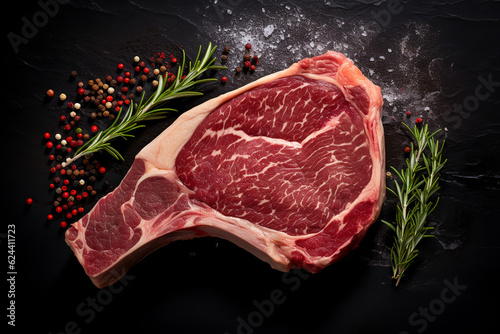 Canvastavla T-bone steak from raw beef