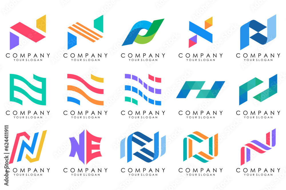 set of Abstract letter N logo design. modern creative logotype monogram icon design inspiration. set of Abstract letter N logo design. modern creative logotype monogram icon design inspiration.