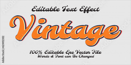 100% Editable text effect vintage 3d cartoon style premium vector