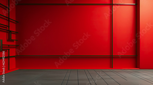 room with red wall ,abstract technology background , ,Gradient in empty room studio ,background for product presentation. © HappyTime 17