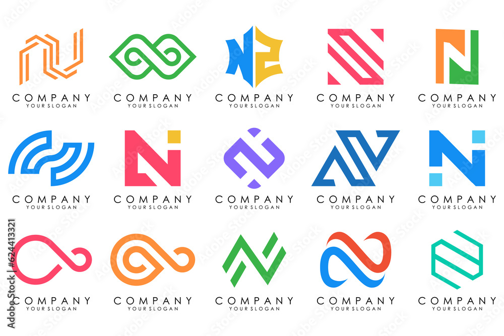custom made wallpaper toronto digitalset of Abstract letter N logo design. modern creative logotype monogram icon design inspiration.