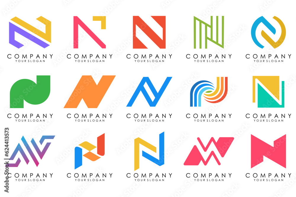 custom made wallpaper toronto digitalset of Abstract letter N logo design. modern creative logotype monogram icon design inspiration.