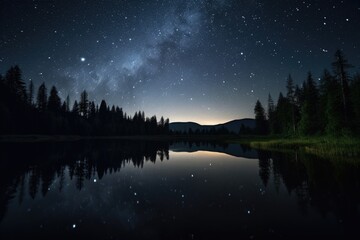 Deken met foto Kamperen Sterrenhemel boven stil meer in de nacht  © Alfazet Chronicles