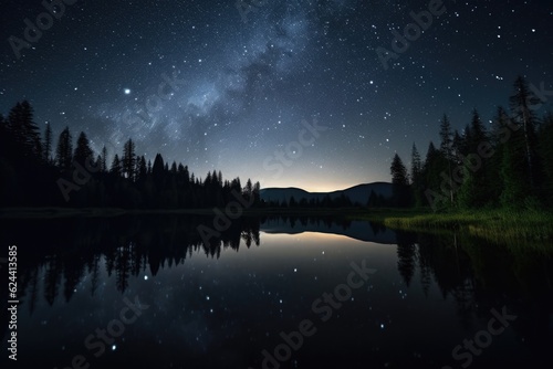 serene lake reflected in the night sky with stars shining, created with generative ai © Alfazet Chronicles