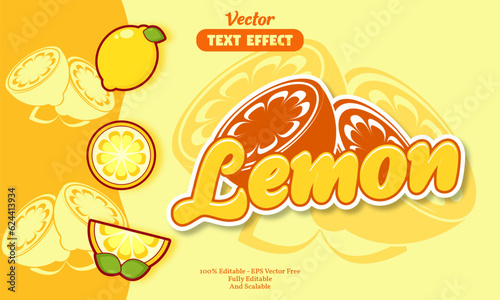 lemon text effect with lemon icon background