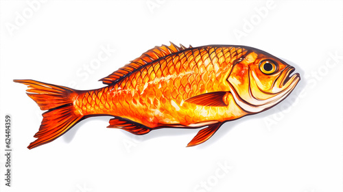 hand drawn cartoon delicious grilled fish illustration 