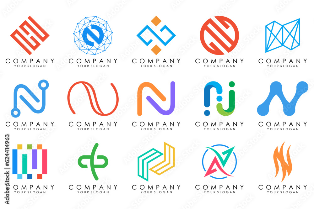 set of Abstract letter N logo design. modern creative logotype monogram icon design inspiration. set of Abstract letter N logo design. modern creative logotype monogram icon design inspiration.