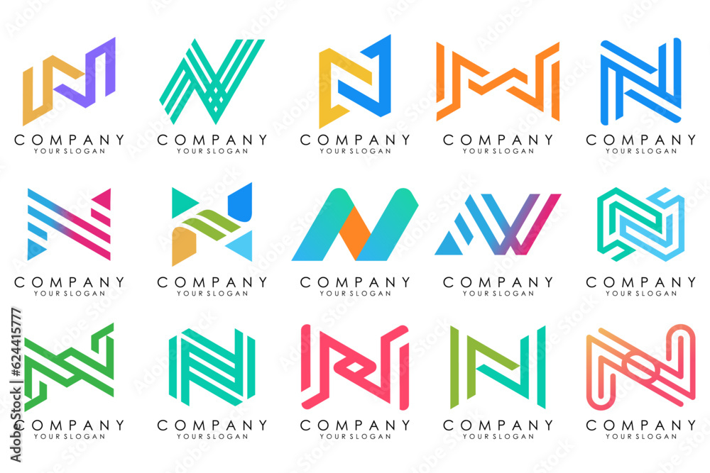 set of Abstract letter N logo design. modern creative logotype monogram icon design inspiration. set of Abstract letter N logo design. modern creative logotype monogram icon design inspiration.
