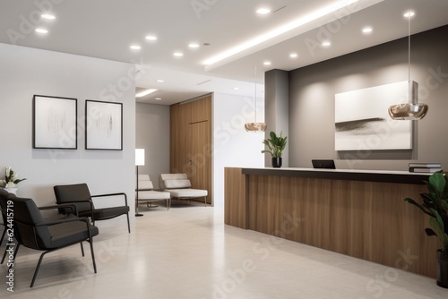 minimalist reception area with sleek furniture and modern lighting  created with generative ai