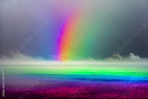 a rainbow in the fog. Generative AI © 종범 박