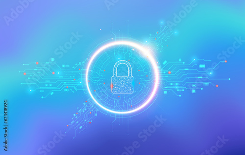 Padlock With Keyhole icon in personal data security Illustrates cyber data or information privacy idea. abstract hi speed internet technology.
