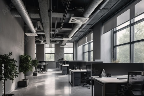 ventilation and exhaust system in modern office space, with sleek lines and minimalistic design, created with generative ai