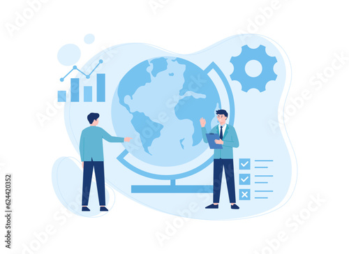 Studying globes concept flat illustration