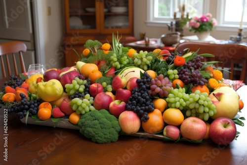 a gorgeous arrangement of fresh fruits and vegetables  perfect for a dinner party  created with generative ai