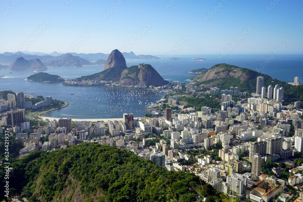 Rio de Janeiro cityscape and Guanabara Bay with Botafogo district in Rio de Janeiro, Brazil Rio de Janeiro cityscape and Guanabara Bay with Botafogo district in Rio de Janeiro, Brazil