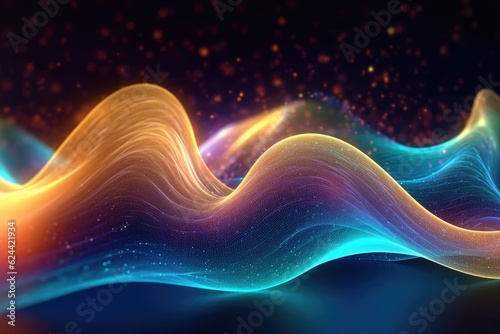 Wavy abstract shapes with glittering effect. AI Generative